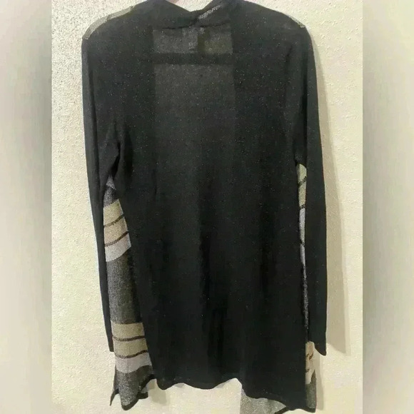 Chicos Light Weight Cardigan Size 1 (US M)Very Pretty Black, Gold & Silver - Picture 4 of 4
